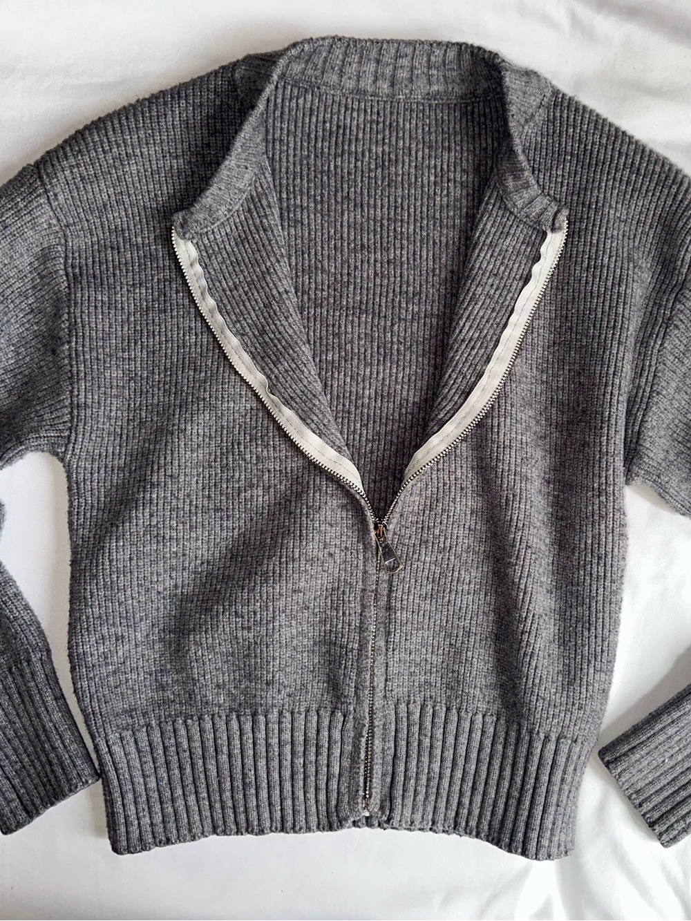 Source Unknown Gray Ribbed Zip Cardigan - Picture 3 of 4